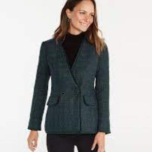 ANN TAYLOR Fringe Tweed Collarless Jacket